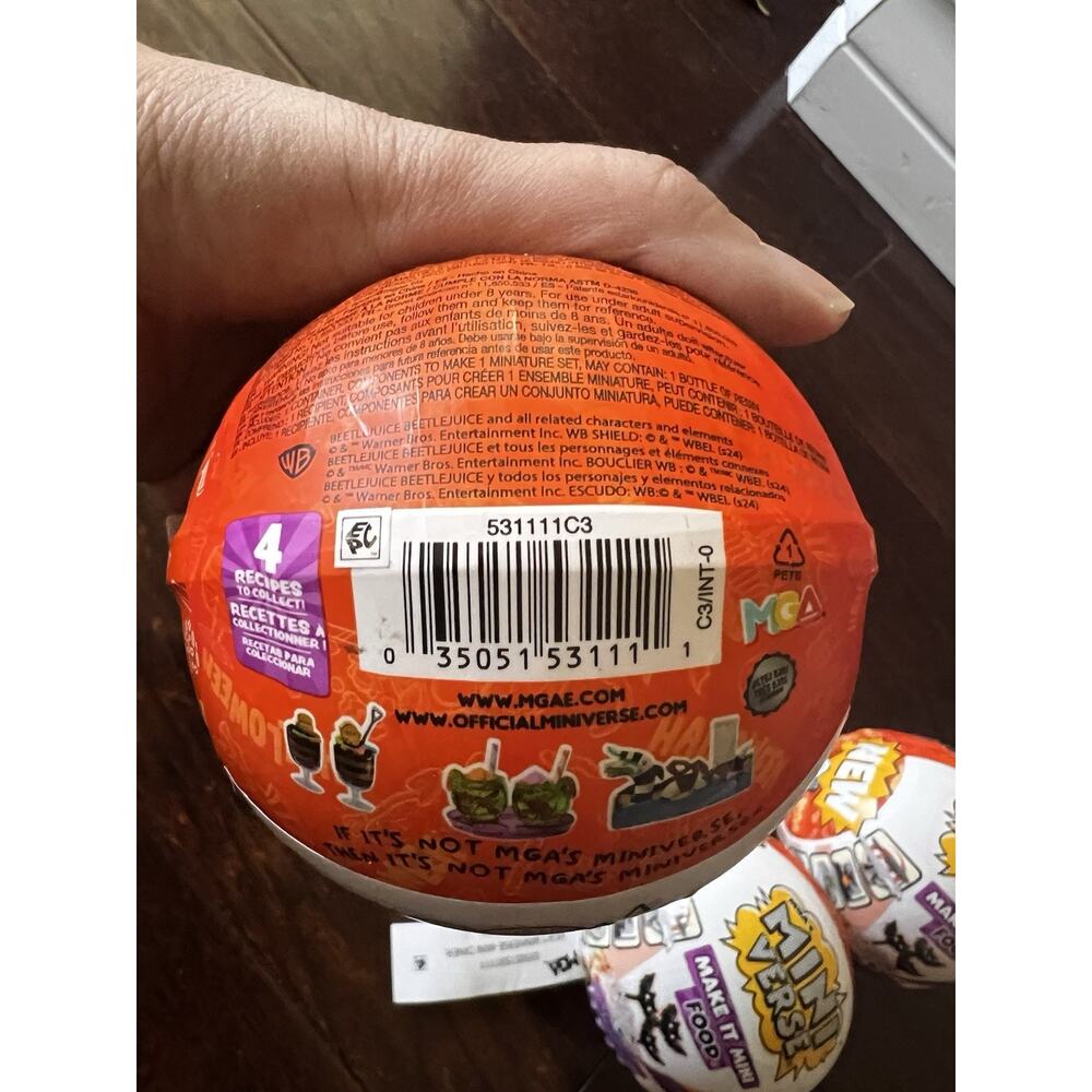 MGA'S Mini Verse Make It Mini Food: Beetlejuice Halloween Series 2- Lot of 3 - Picture 5 of 6